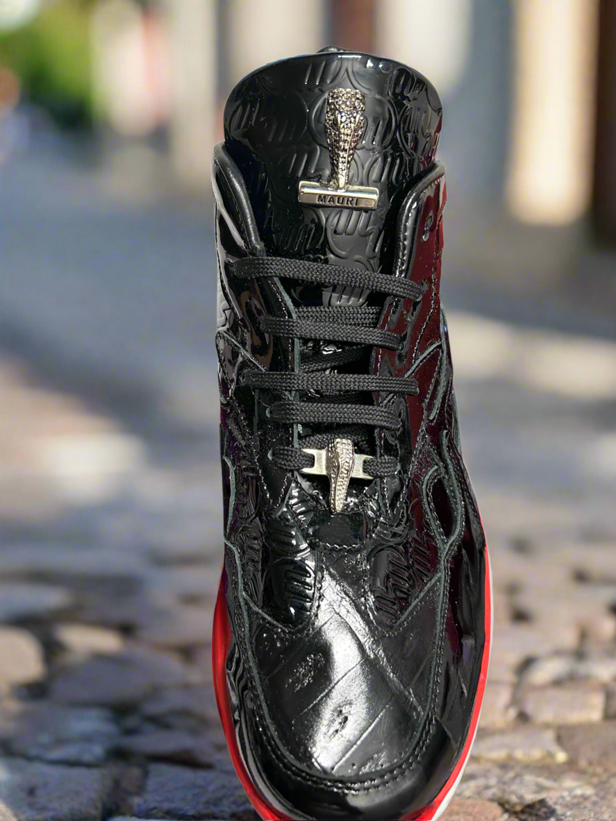 Mauri Patent black baby croc black patent embossed red