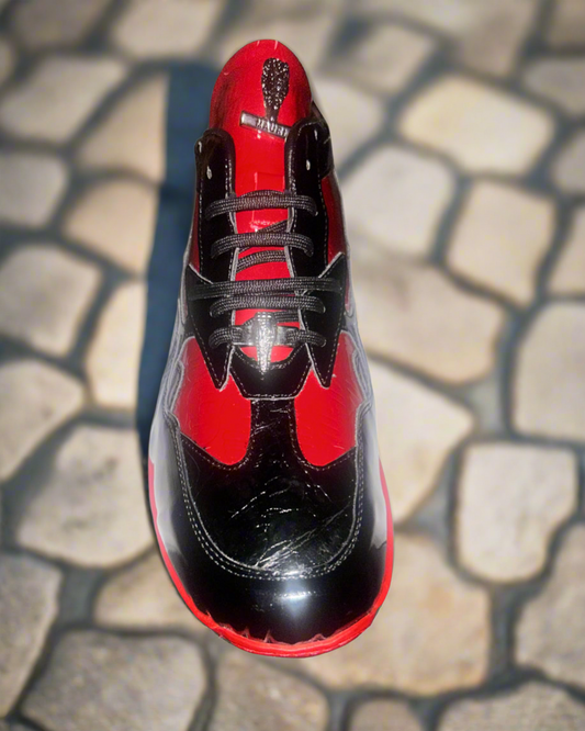 Mauri Patent black baby croc black patent embossed red