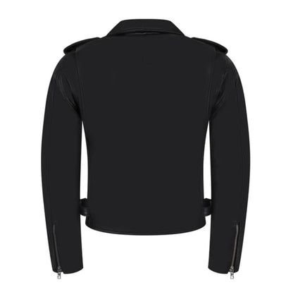 Motorcycle jacket with zippers black ￼