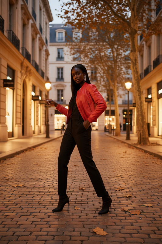 Ladies Cropped leather Jacket